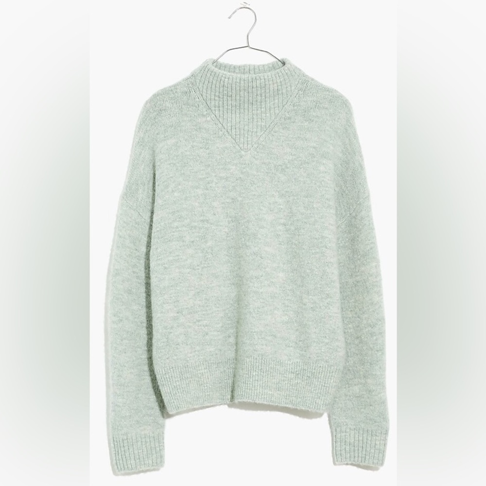 NWT Madewell Dillon Mockneck Pullover (XXS, Heather Mint)
